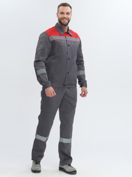 Костюм Лигор-2 СОП (тк.Смесовая,210) п/к, т.серый/красный