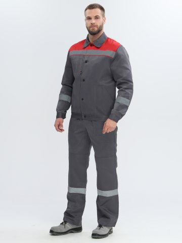 Костюм Лигор-2 СОП (тк.Смесовая,210) п/к, т.серый/красный