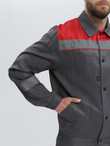 Костюм Лигор-2 СОП (тк.Смесовая,210) п/к, т.серый/красный