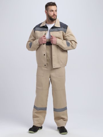 Костюм Лигор-2 СОП (тк.Смесовая,210) п/к, бежевый/т.серый