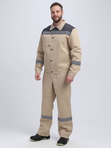 Костюм Лигор-2 СОП (тк.Смесовая,210) п/к, бежевый/т.серый