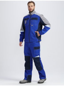 Костюм Вектрон-1 (тк.Смесовая,240) брюки, васильковый/т.синий/серый