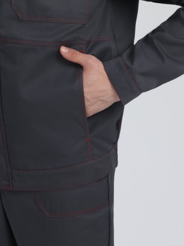 Костюм Строй-2 CH МВО (тк.Смесовая,280) п/к, т.серый/красный/черный