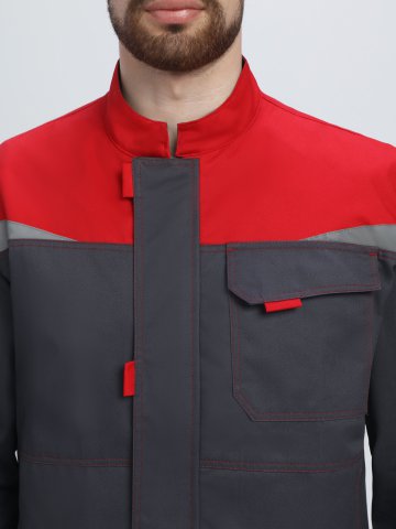 Костюм Строй-2 CH МВО (тк.Смесовая,280) п/к, т.серый/красный/черный