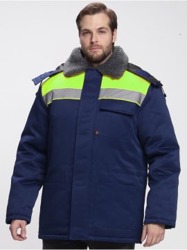 Куртка зимняя для бригадира NEW (тк.Смесовая,210), т.синий/лимонный