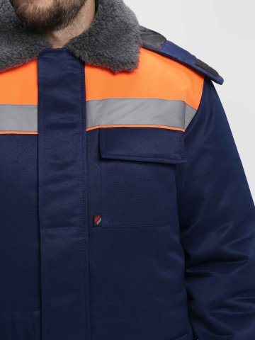 Куртка зимняя для бригадира NEW (тк.Смесовая,210), т.синий/оранжевый
