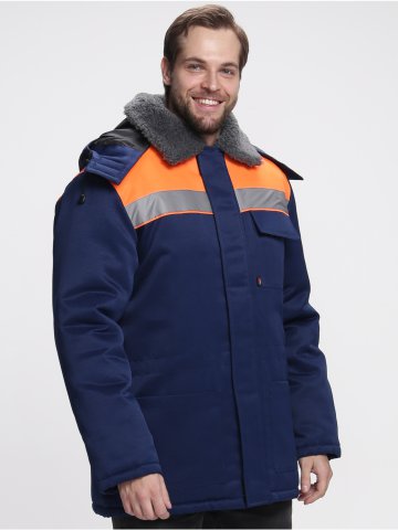 Куртка зимняя для бригадира NEW (тк.Смесовая,210), т.синий/оранжевый