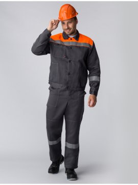 Костюм Лигор-2 СОП (тк.Смесовая,210) п/к, т.серый/оранжевый