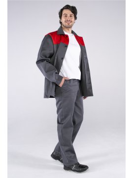 Костюм Стандарт (тк.Смесовая,210) брюки, т.серый/красный