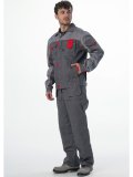 Костюм Союз-Профессионал-1 IMP (тк.Смесовая,240) брюки, т.серый/св.серый/красный