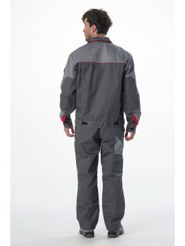 Костюм Союз-Профессионал-1 IMP (тк.Смесовая,240) брюки, т.серый/св.серый/красный