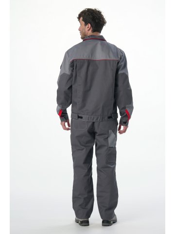 Костюм Союз-Профессионал-1 IMP (тк.Смесовая,240) брюки, т.серый/св.серый/красный