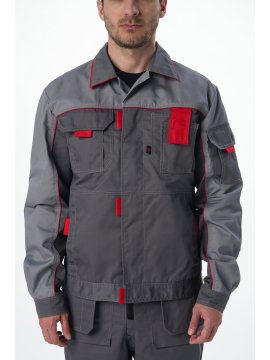 Костюм Союз-Профессионал-1 IMP (тк.Смесовая,240) брюки, т.серый/св.серый/красный