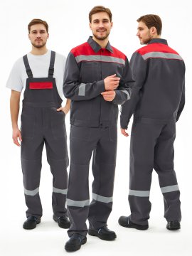 Костюм Липецк-2 СОП CH (тк.Смесовая,280) п/к, т.серый/красный