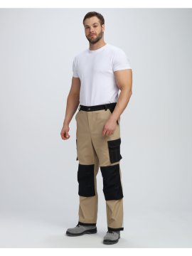 Брюки Милан CH (тк.Смесовая,260), бежевый/черный