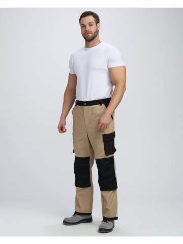 Брюки Милан CH (тк.Смесовая,260), бежевый/черный