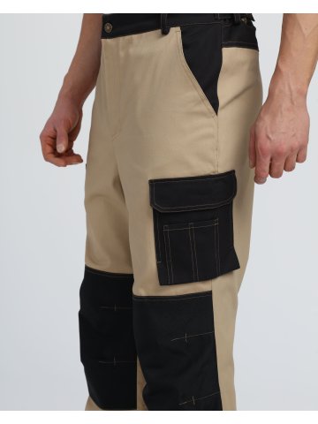 Брюки Милан CH (тк.Смесовая,260), бежевый/черный