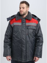 Куртка зимняя для бригадира NEW (тк.Оксфорд), т.серый/красный