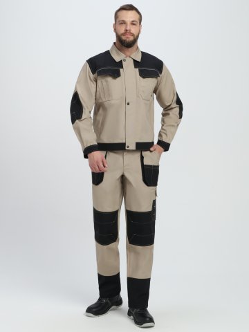 Костюм Вестгард-1 (тк.Канвас,260) брюки, бежевый/черный