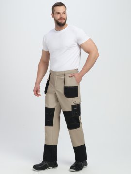 Костюм Вестгард-1 (тк.Канвас,260) брюки, бежевый/черный