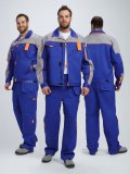 Костюм Союз-Профессионал-1 CH МВО (тк.Смесовая,240) брюки, васильковый/св.серый/оранжевый