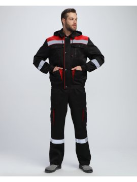 Костюм Нейч-2 СОП с капюшоном К. (тк.Смесовая,210) п/к, черный/красный