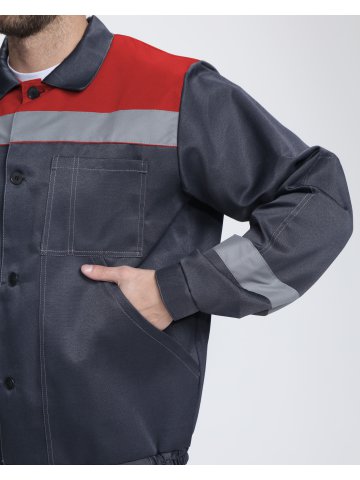 Костюм Лигор-1 СОП (тк.Смесовая,210) брюки, т.серый/красный