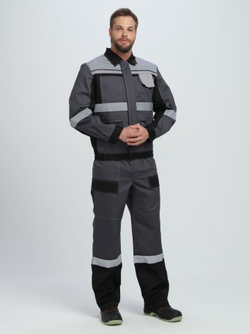 Костюм Виват-1 Премиум CH МВО (тк.Смесовая,240) брюки, т.серый/черный/св.серый