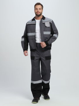 Костюм Виват-1 Премиум CH МВО (тк.Смесовая,240) брюки, т.серый/черный/св.серый
