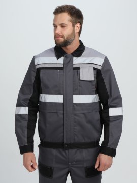 Костюм Виват-1 Премиум CH МВО (тк.Смесовая,240) брюки, т.серый/черный/св.серый