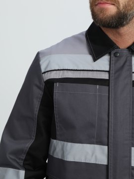 Костюм Виват-1 Премиум CH МВО (тк.Смесовая,240) брюки, т.серый/черный/св.серый