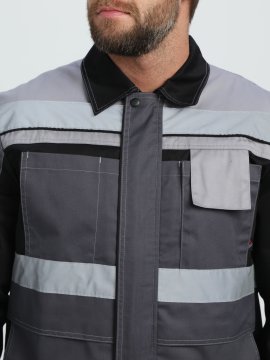 Костюм Виват-1 Премиум CH МВО (тк.Смесовая,240) брюки, т.серый/черный/св.серый