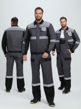 Костюм Виват-2 Премиум CH МВО (тк.Смесовая,240) п/к, т.серый/черный/св.серый