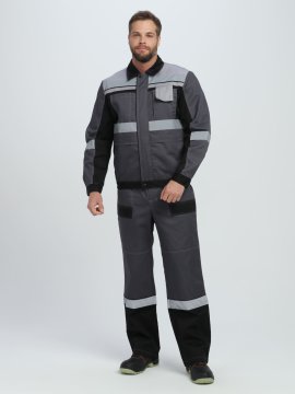 Костюм Виват-2 Премиум CH МВО (тк.Смесовая,240) п/к, т.серый/черный/св.серый