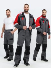 Костюм Вектрон-1 (тк.Смесовая МВО,240) брюки, серый/черный/красный